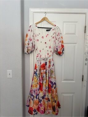dalia macphee long sleeve border print floral maxi dress Dalia Macphee | Dresses | Dalia Macphee Long Sleeve Floral Border Print V Neck Maxi Dress
